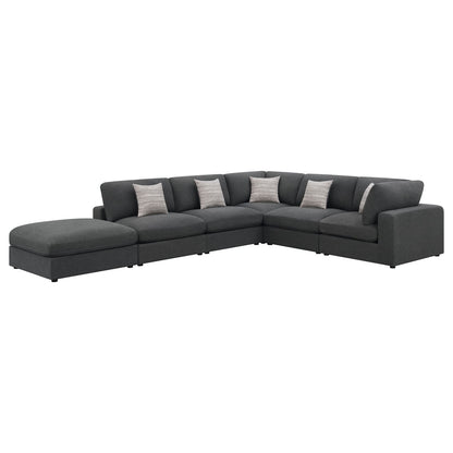 Rhette Charcoal 6-Piece Upholstered Sectional - Comfortable Living Room Seating