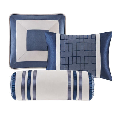 Navy King Comforter Set - 7 Piece Hotel Style