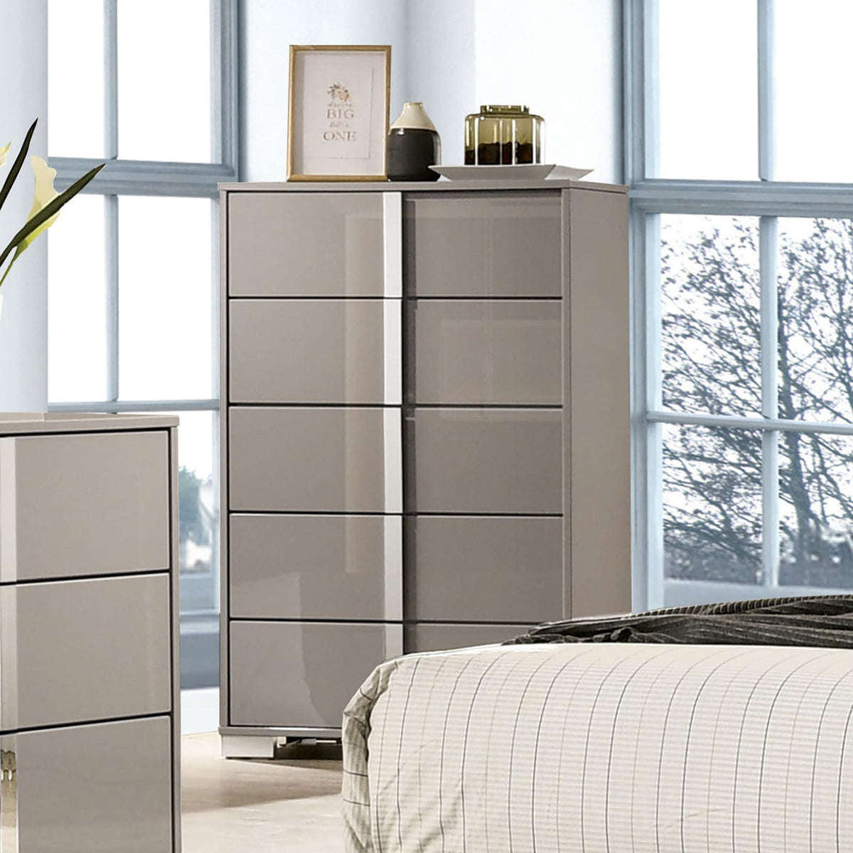 Contemporary Taupe Chest - 31" Bedroom Dresser
