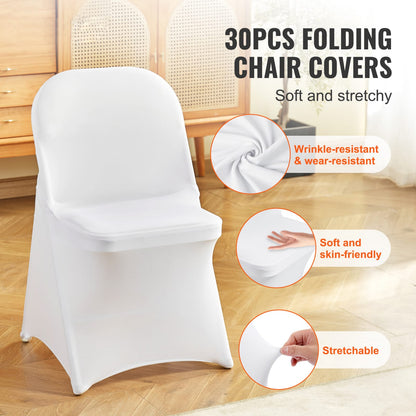 White Polyester Blend Chair Covers - 30 Pack