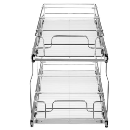 Durable Silver Iron Under Sink Cabinet Organizer Shelf for Storage