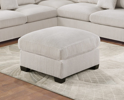 Ivory Corduroy L-Shaped Sofa - 5 Seat Sectional for Living Room