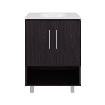 Black Bathroom Vanity with Storage - 17.9"W