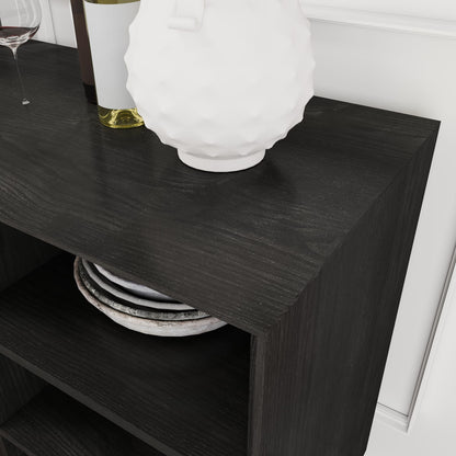 47.3" Farmhouse Sideboard Buffet - Black Wood MDF Storage Cabinet