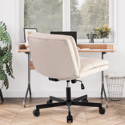 Beige Office Chair with Caster - Modern Living Room Desk Chair
