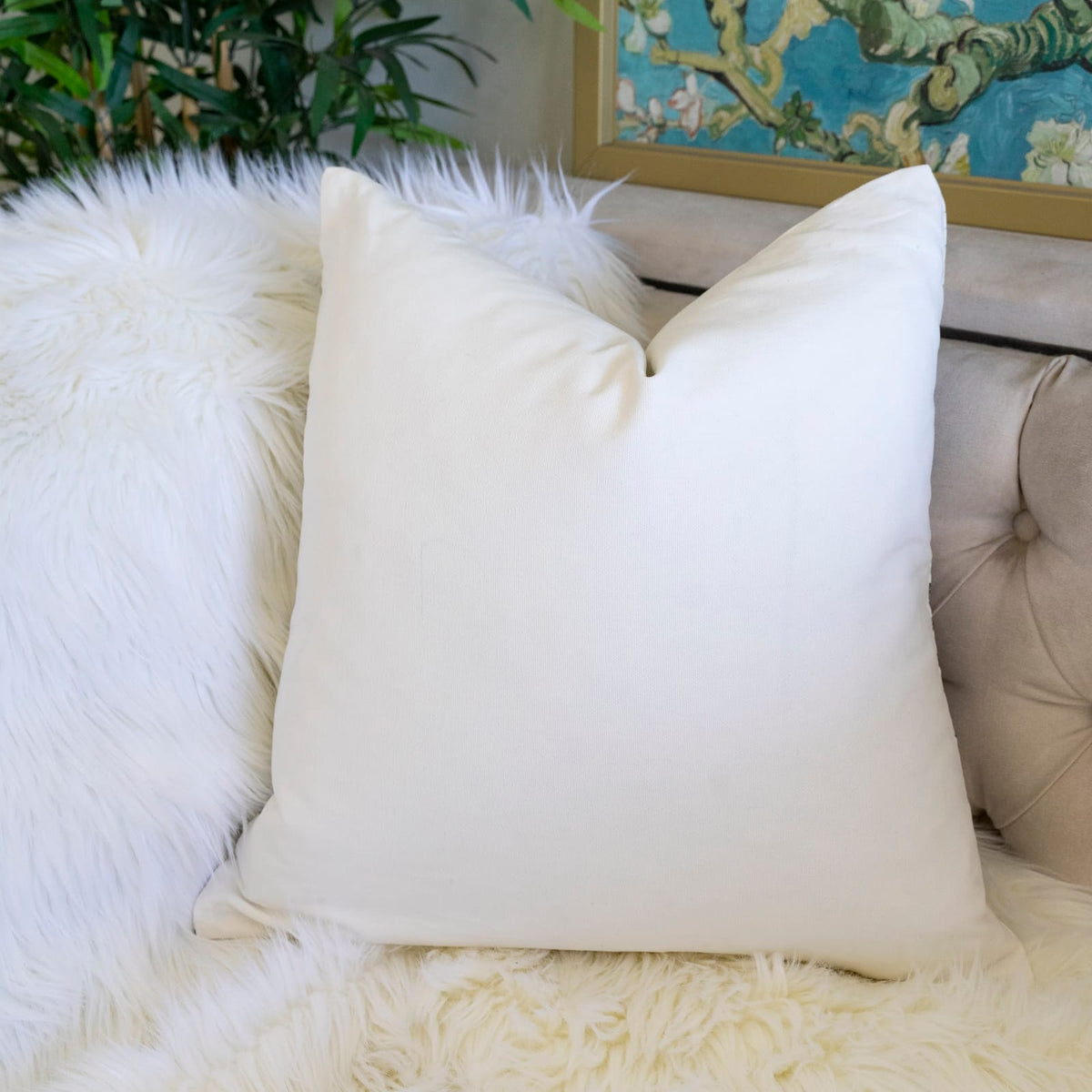 Gray Polyester Leaf Accent Pillow Cover 20x20"