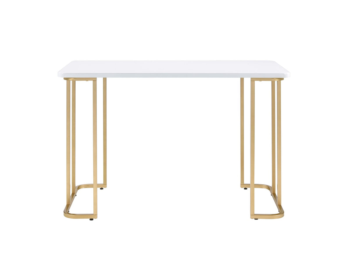 Estie White & Gold Finish Writing Desk - Work From Home Office Desk