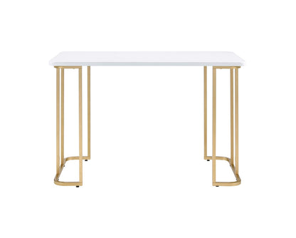Estie White & Gold Finish Writing Desk - Work From Home Office Desk