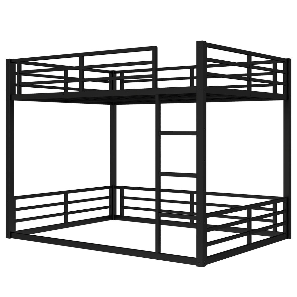 Queen Size Metal Bunk Bed - Black Frame for Bedroom