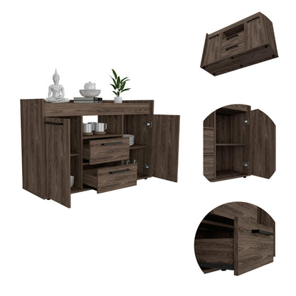 Brown Particle Board Dining Room Sideboard with Storage Cabinets