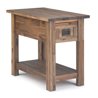 Light Brown Acacia Wood Side Table - 24" D x 14" W for Living Room