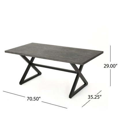 Outdoor Aluminium Dining Table Grey/Black Patio Garden Set