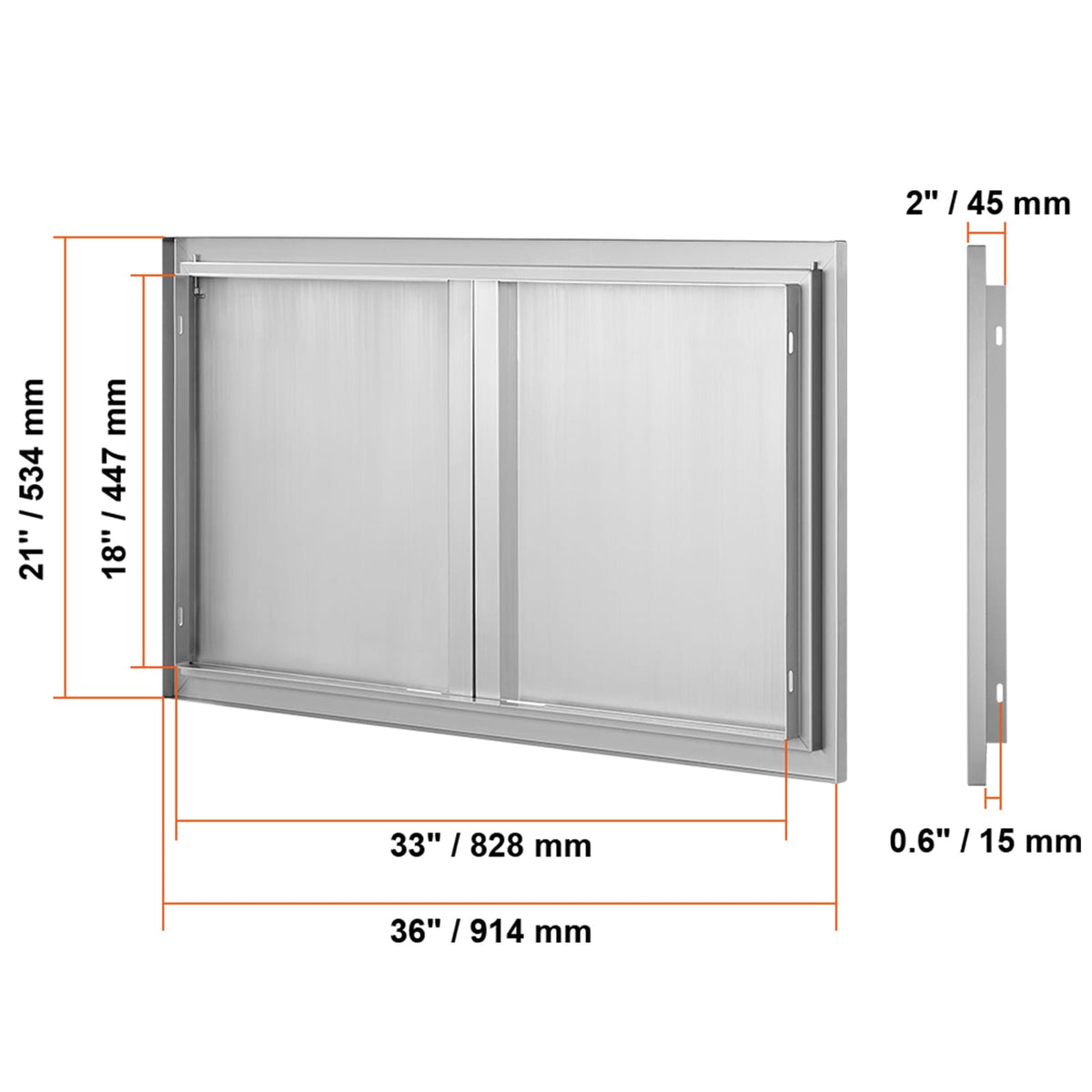 Silver Stainless Steel Outdoor Kitchen Access Door for BBQ Island