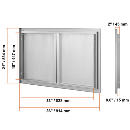 Silver Stainless Steel Outdoor Kitchen Access Door for BBQ Island