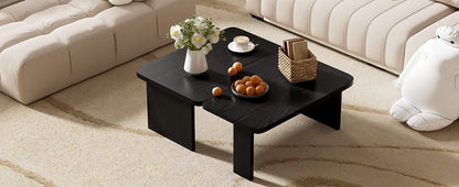 Black MDF Coffee Table - 2-Part Modular Design for Living Room