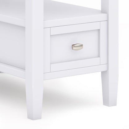 Solid Wood Drawer End Table in White for Bedroom Nightstand Storage for Living Room