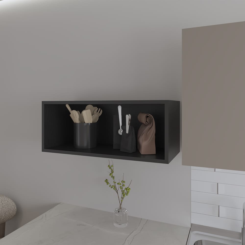 Black Kitchen Wall Cabinet - 12.5 x 30 x 11.9", Engineered Wood