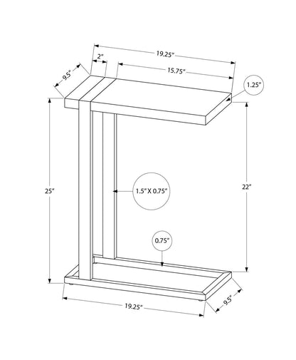 C-Shaped Accent Table with Metal Legs for Bedroom Side Storage for Living Room