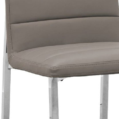 Eun Gray Faux Leather Dining Chairs - Set of 2, Chrome Legs