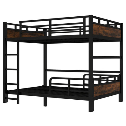 Full over Full Metal Bunk Bed - Black+Vintage for Bedroom