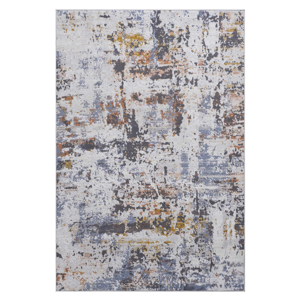 Ivory Navy Abstract Area Rug - 6' x 9'