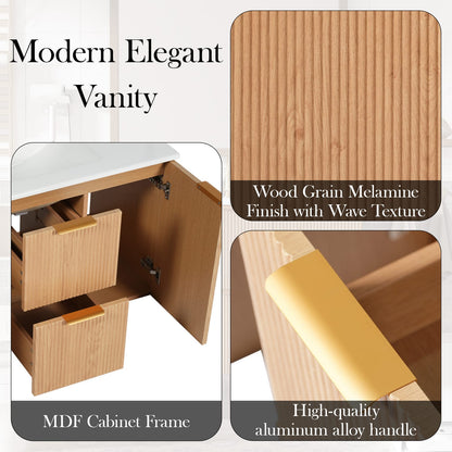 36" Wood MDF Bathroom Vanity - Wall Mounted Storage