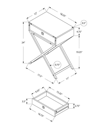 Taupe MDF End Table with Storage Drawer for Bedroom Nightstand for Living Room