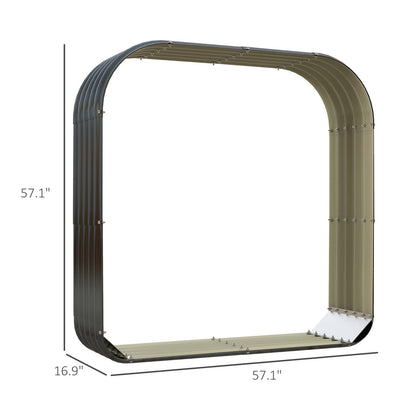 Dark Gray Steel Firewood Storage Rack for Outdoor Yard