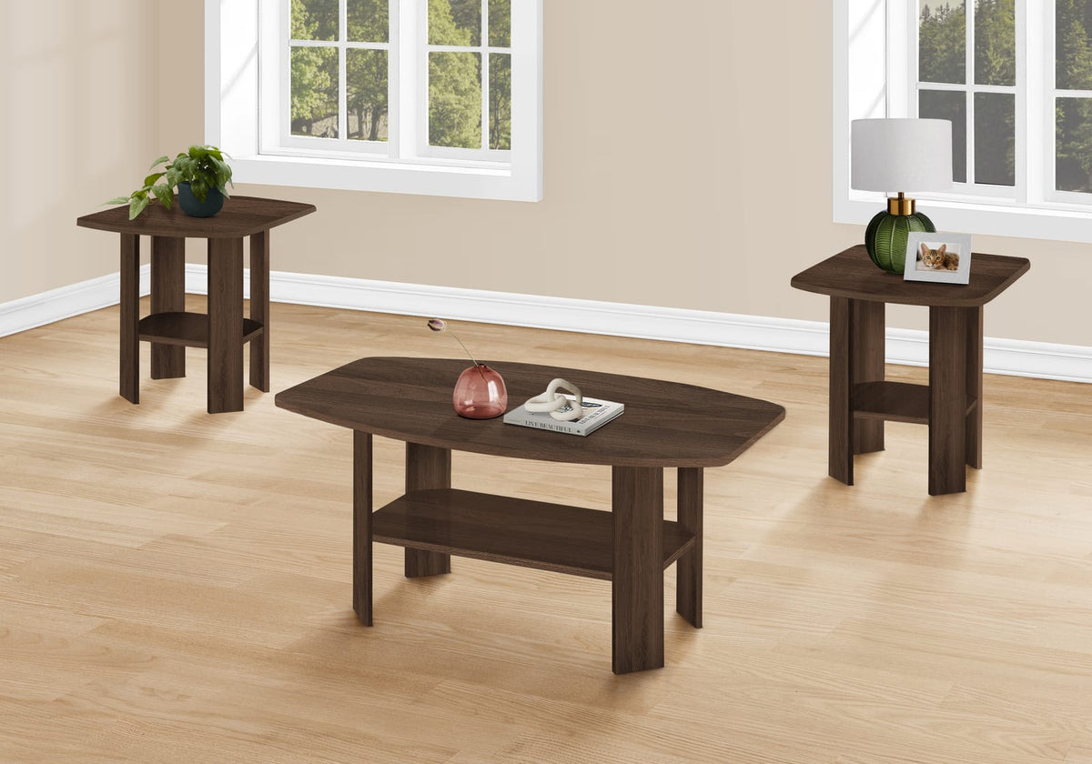 3 Piece Walnut Coffee Table Set - Storage & Accent Tables