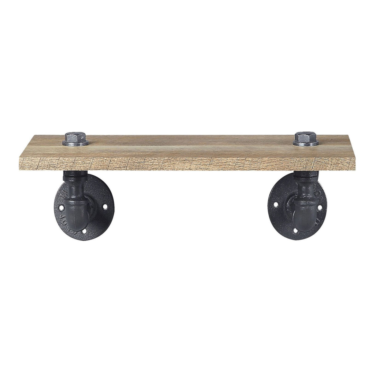 Oak and Sandy Black Rectangle Wall Shelf - Display Storage