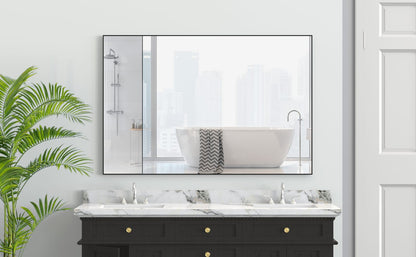 48"x32" Oversized Bathroom Mirror - Black Aluminum Frame
