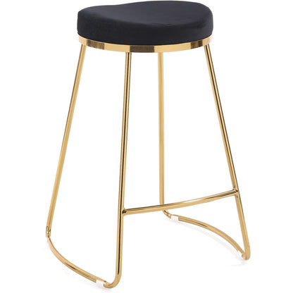 Black Velvet Mid-Century Stool - 20.5" Dining Accent Chair