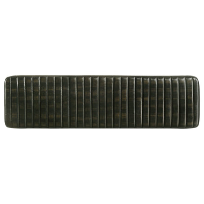 Industrial Black Tufted Dining Room Bench with Metal Legs