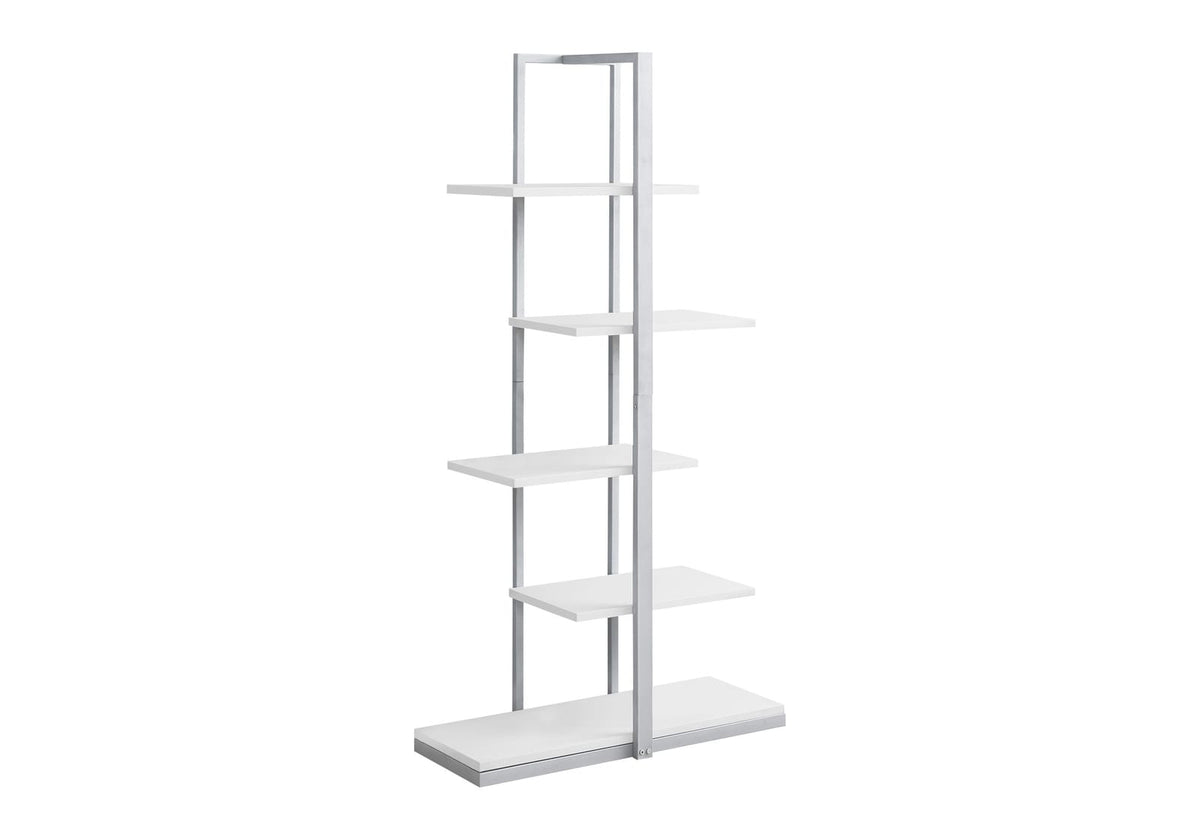 White Zig-Zag Bookshelf - 5 Tier Display Unit for Living Room