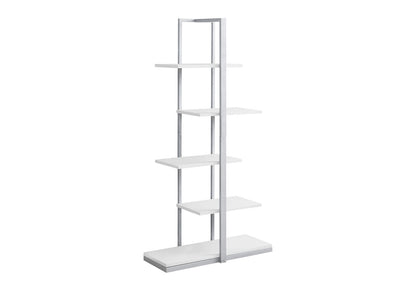 White Zig-Zag Bookshelf - 5 Tier Display Unit for Living Room