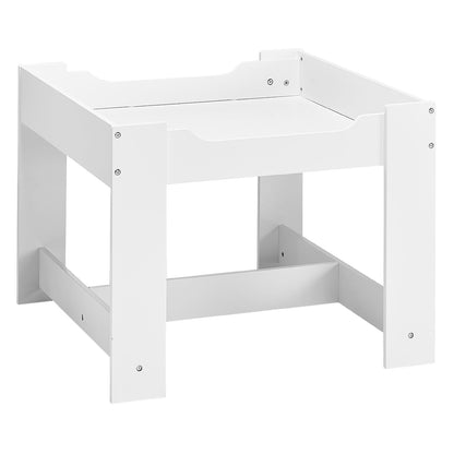 Kids Table and 2 Chairs Set - White with Storage