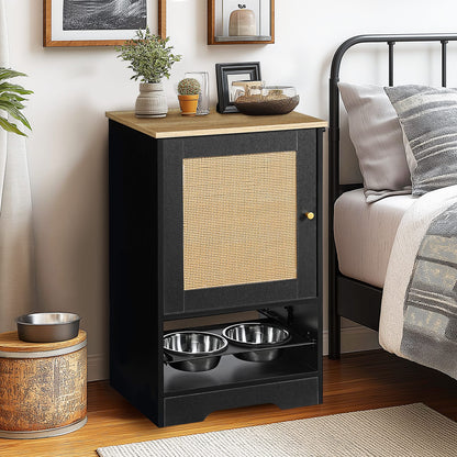 Feeding Station with Storage Cabinets - Black Vintage Pet Feeder