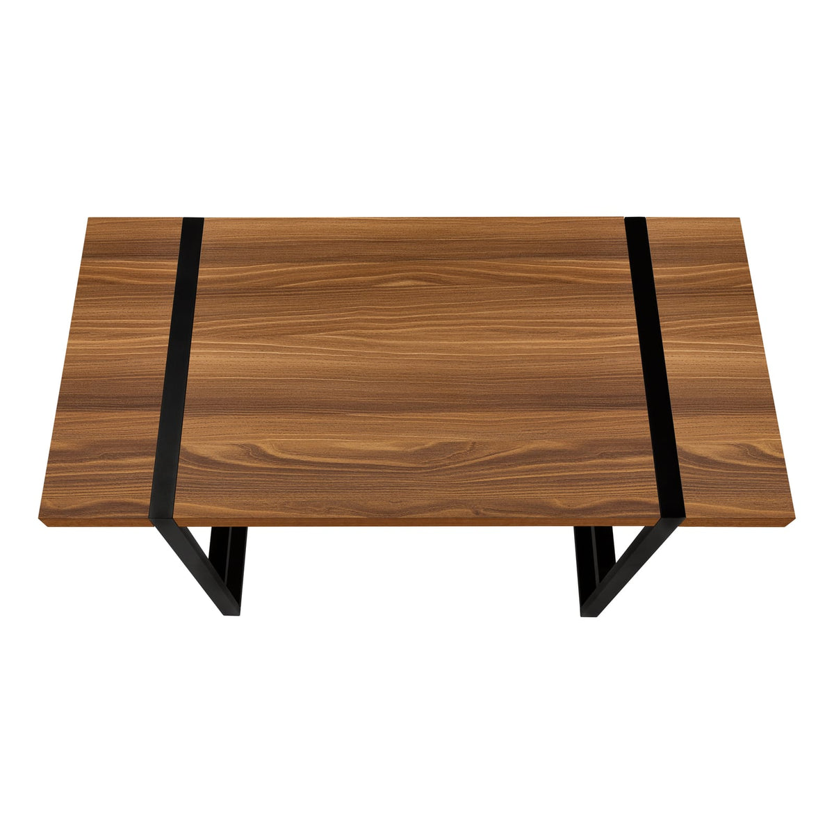 Computer Desk, Home Office - Walnut Laminate, Black Metal