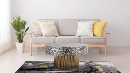 T 1207-32 Coffee Table - Antique Brass & Mother of Pearl