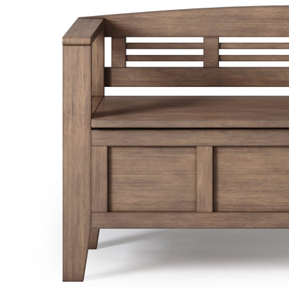 Dark Brown Wood Entryway Bench - 48" Wide Storage Seat