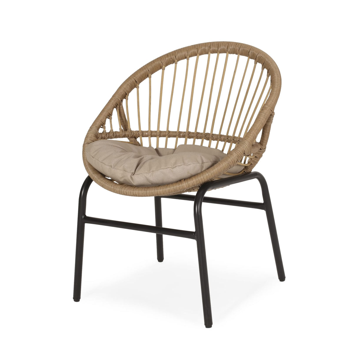 Brown Beige Patio Dining Chairs Set of 2