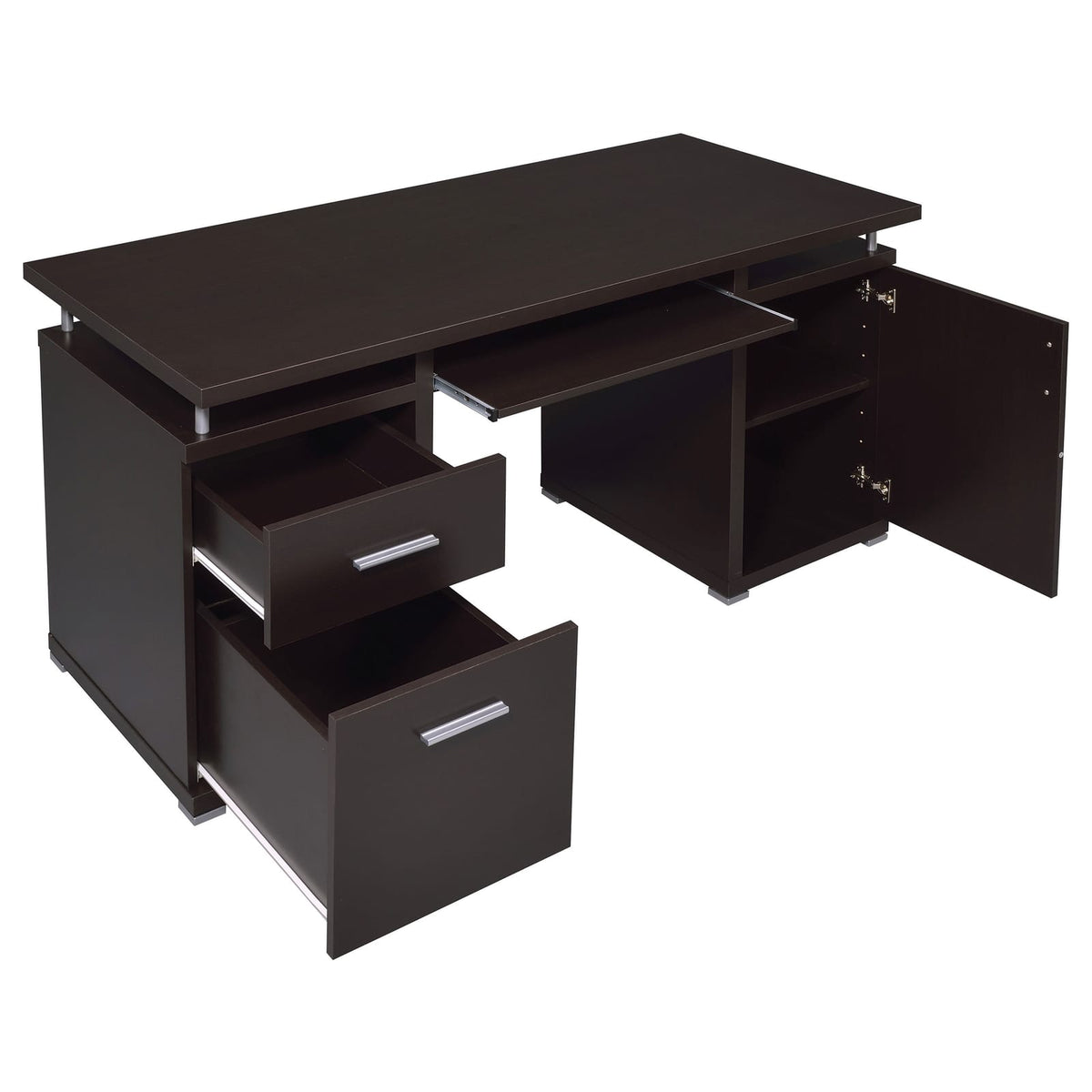 Cappuccino 2-Drawer Rectangular Office Desk for Home Office