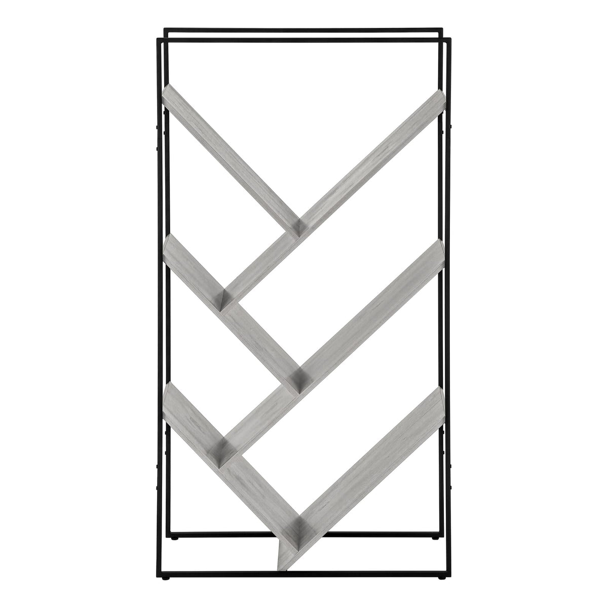 3-Tier Grey Metal Bookshelf - 60" Tall Display Shelf for Living Room