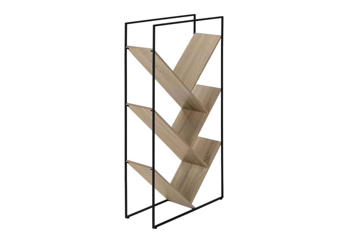 Taupe Metal 5-Tier Bookshelf - 60" Tall for Living Room