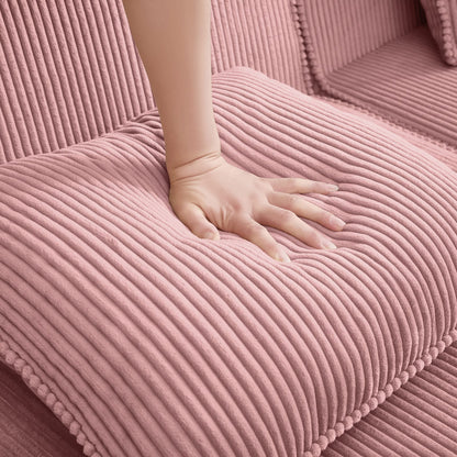Pink Corduroy Martha Armless Sofa - Plush Comfort