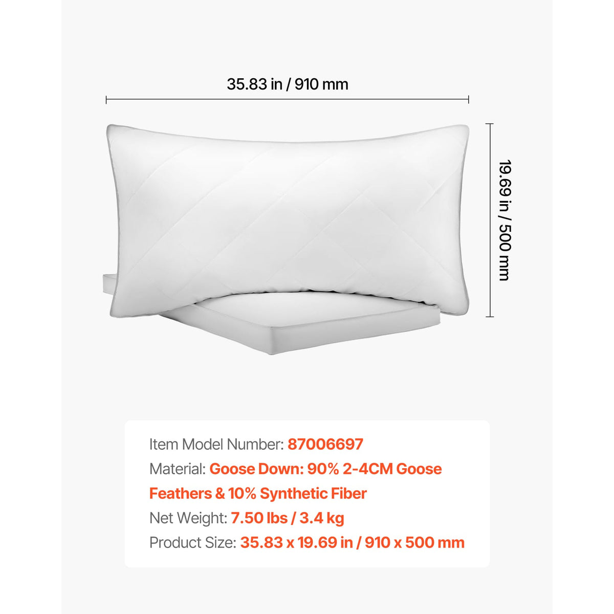 King Size Down Pillows - Soft White Bed Pillows for Sleep