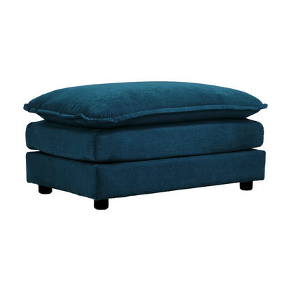 Blue Chenille Ottoman Footrest - Small Space Living Room