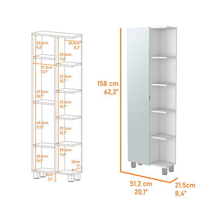 Los Angeles Linen Cabinet, Mirror, Five Shelves - Bathroom Storage