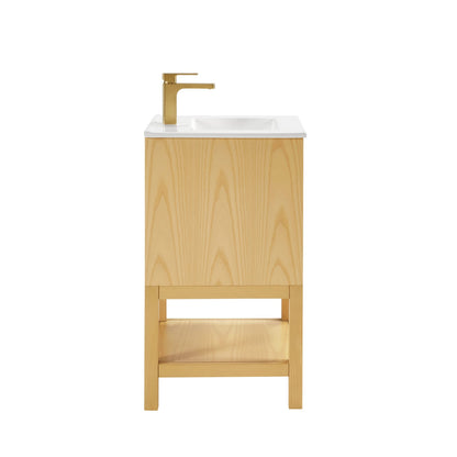 Natural Ash Bathroom Vanity - 20 Inch Solid Wood