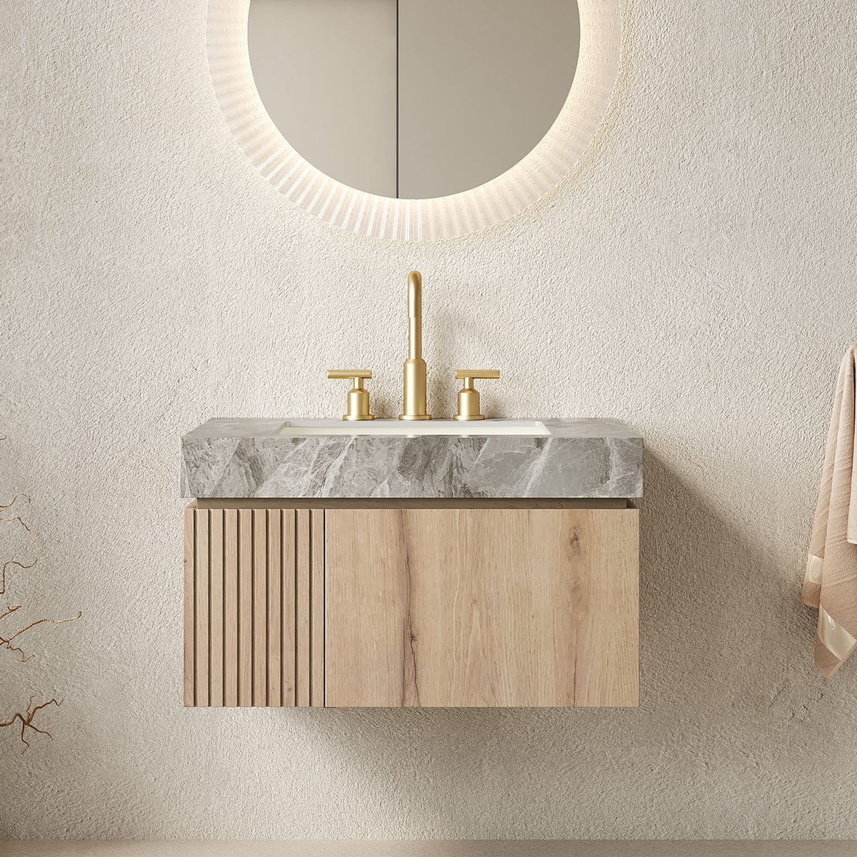 Light Gray Bathroom Vanity with Sink & Storage